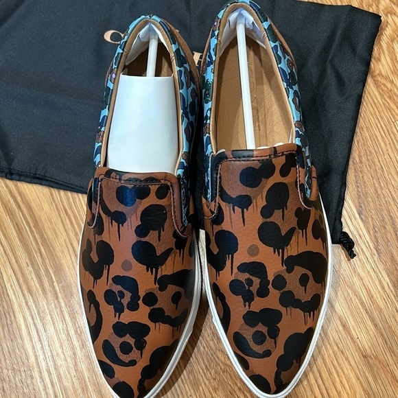Coach Wild Beast Sneakers Nappa leather floral leopard print slip on 8.5 new nib - Picture 9 of 10
